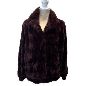 Sanctuary merlot Faux Fur Jacket With Pockets - Size L  - NWOT